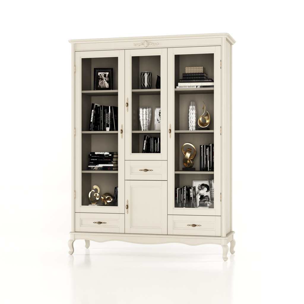 Vitrína 4D 3Z Florencie white